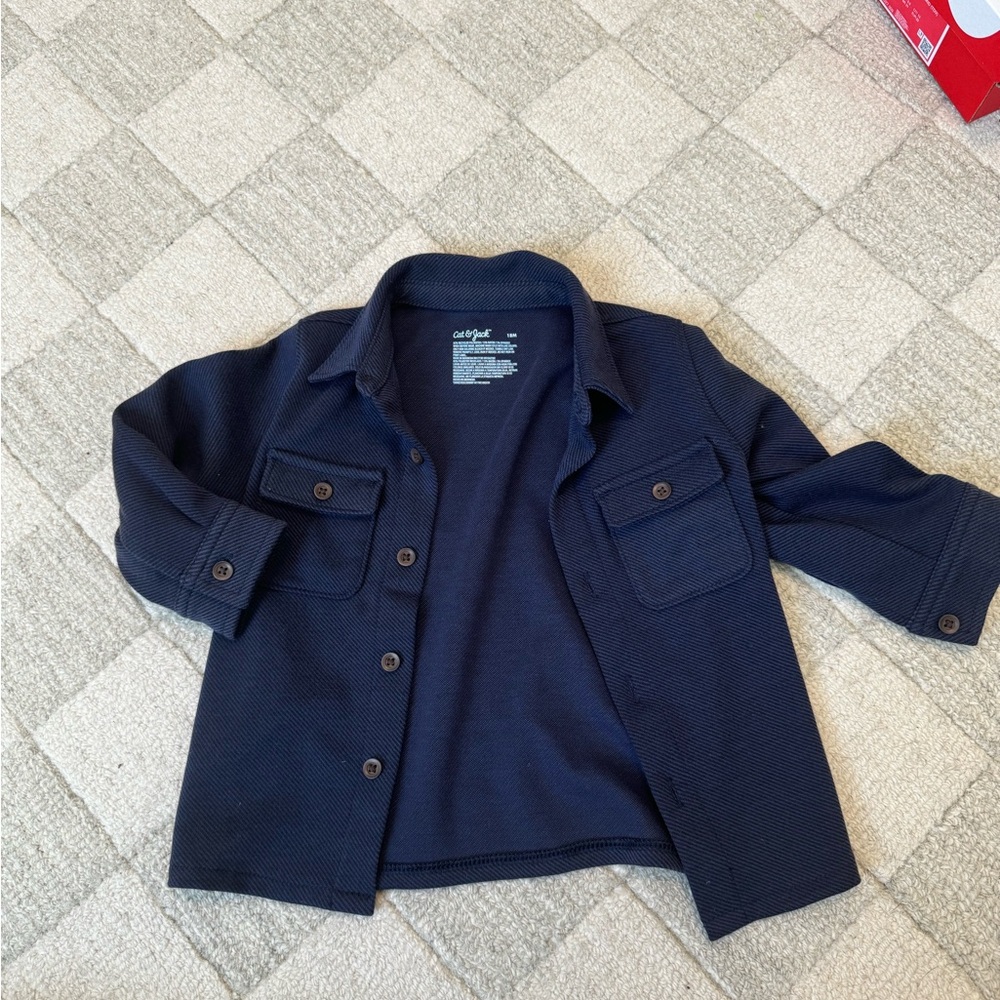 Cat & Jack Dark Blue Button Up Shirt Jacket